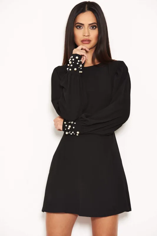 Black Pearl Detailed Mini Dress sold by AX Paris