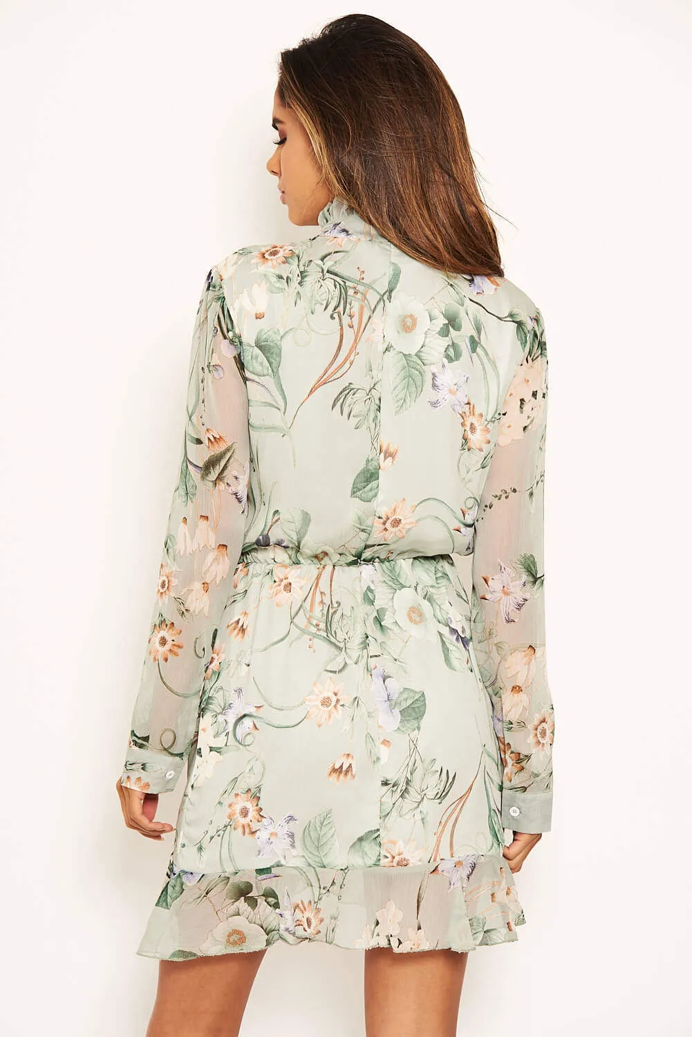 Mint Floral Button Front Long Sleeve Dress sold by AX Paris product image thumbnail 4