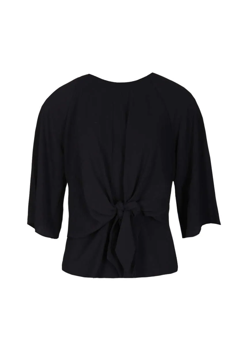 Black Tie Waist Flared Sleeve Top sold by AX Paris product image thumbnail 4
