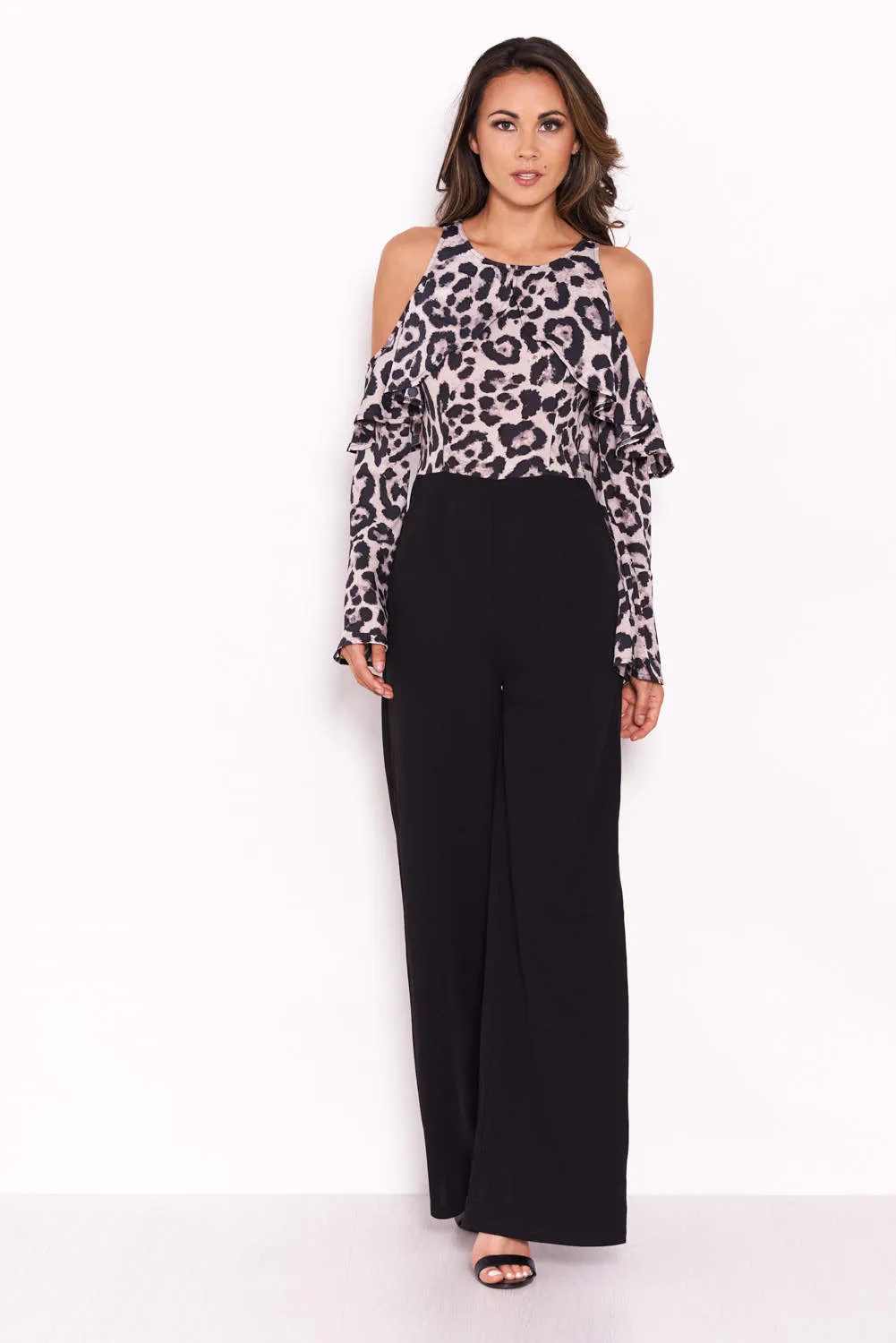 Leopard Print Cold Shoulder Jumpsuit With Ruffle Detail sold by AX Paris product image thumbnail 4