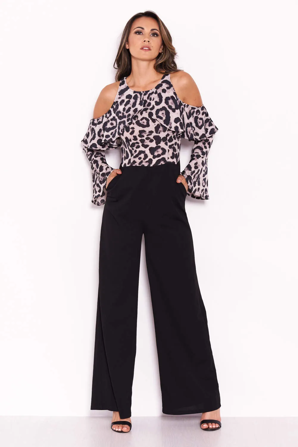Leopard Print Cold Shoulder Jumpsuit With Ruffle Detail sold by AX Paris product image thumbnail 2