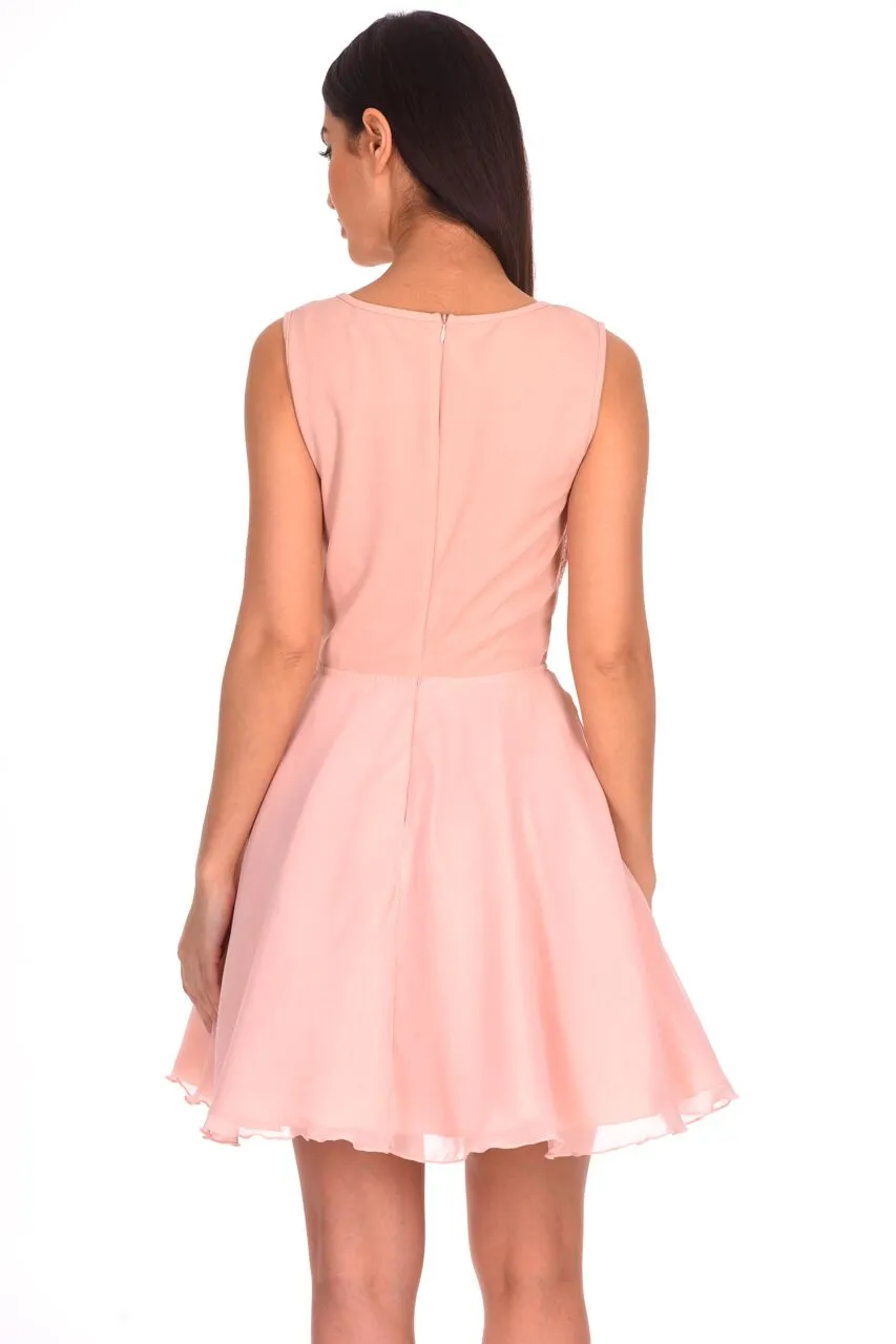 Nude Embroidered Mesh Skater Dress sold by AX Paris product image thumbnail 3