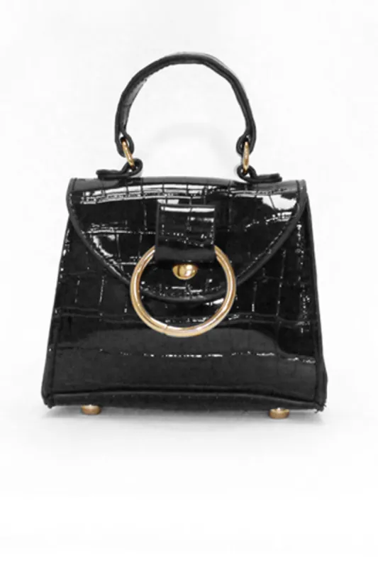 Black Croc Mirco Mini Bag sold by AX Paris