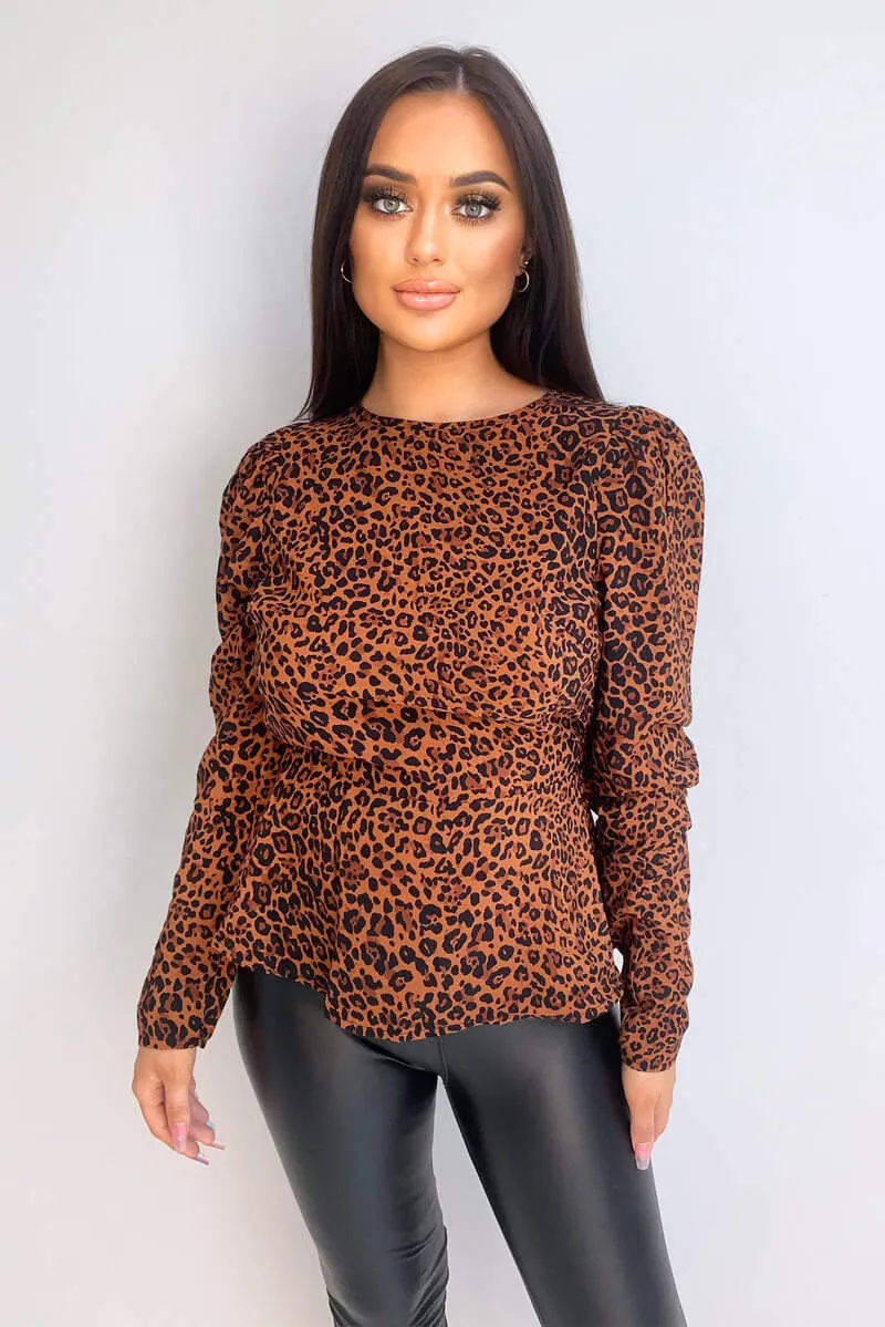 Camel Leopard Print Peplum Top sold by AX Paris product image thumbnail 3