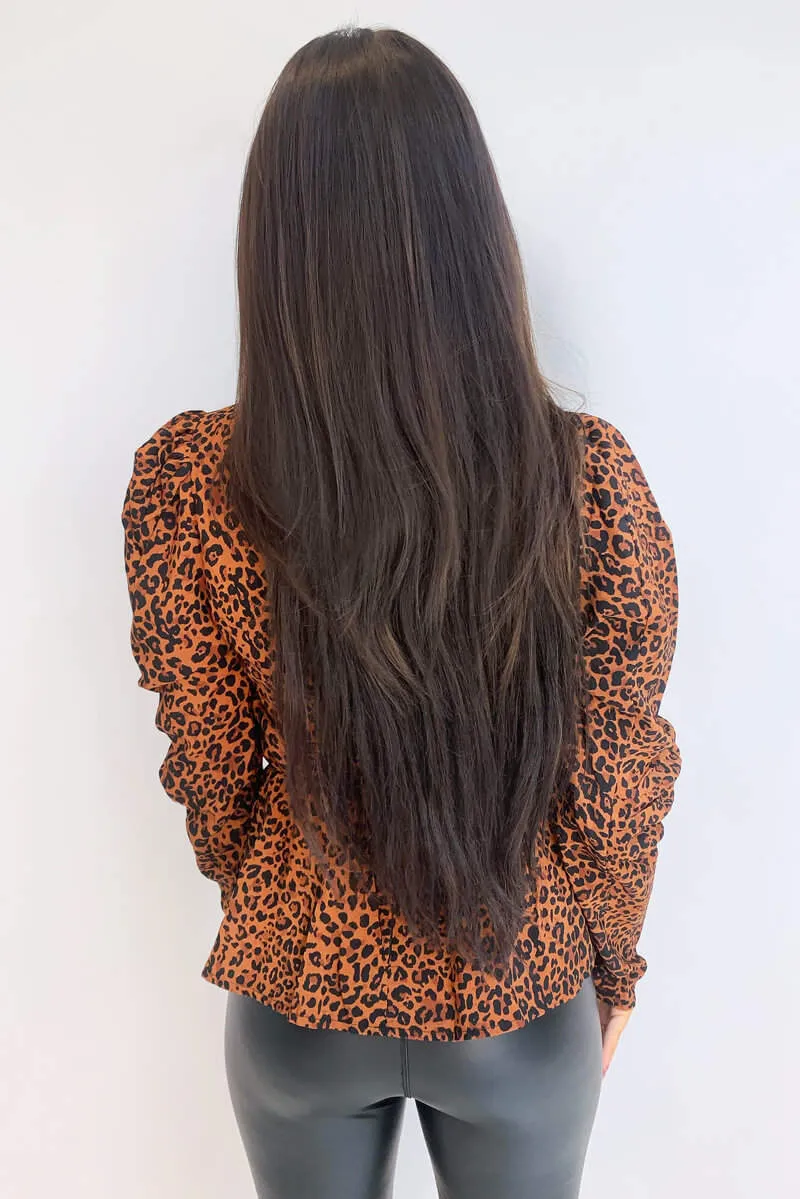 Camel Leopard Print Peplum Top sold by AX Paris product image thumbnail 5
