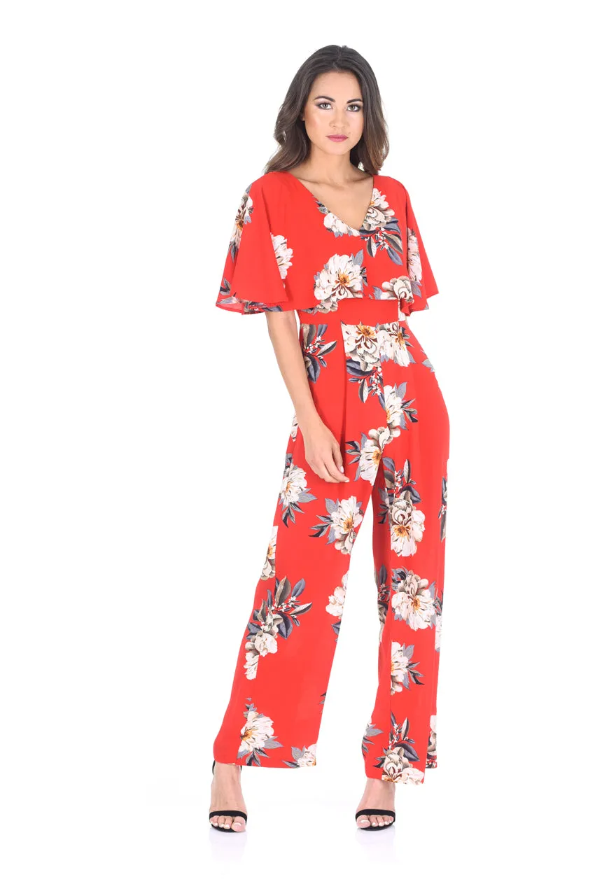 Red Floral Print Jumpsuit sold by AX Paris product image thumbnail 2