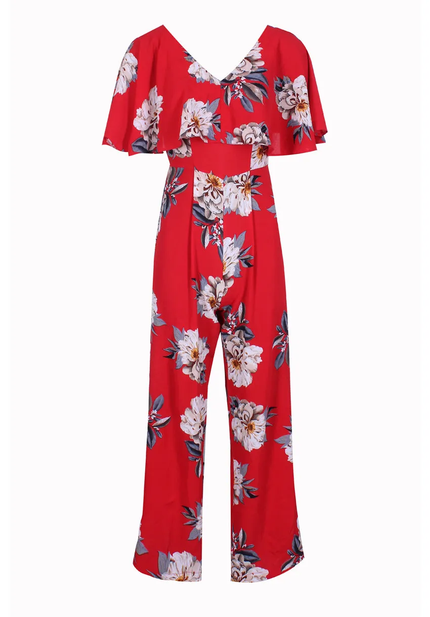 Red Floral Print Jumpsuit sold by AX Paris product image thumbnail 4