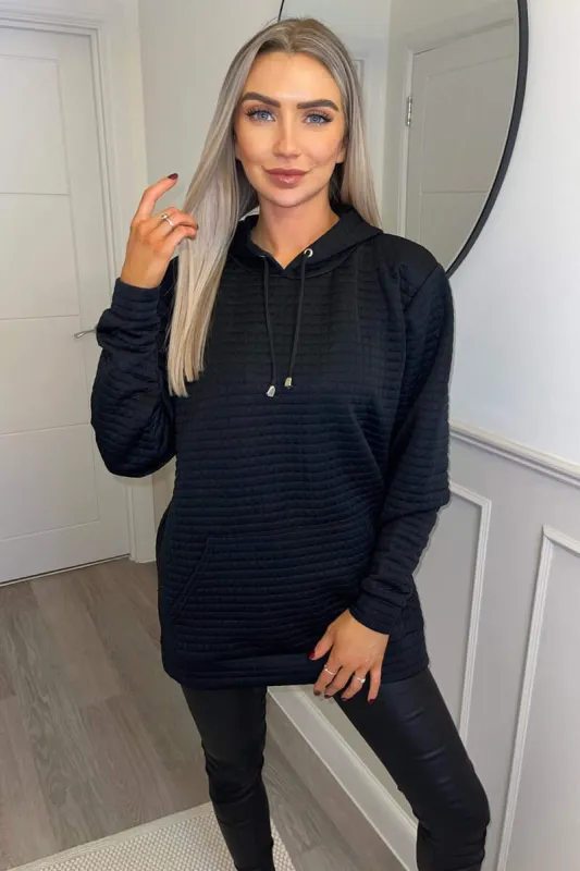 Black Quilted Hoodie sold by AX Paris