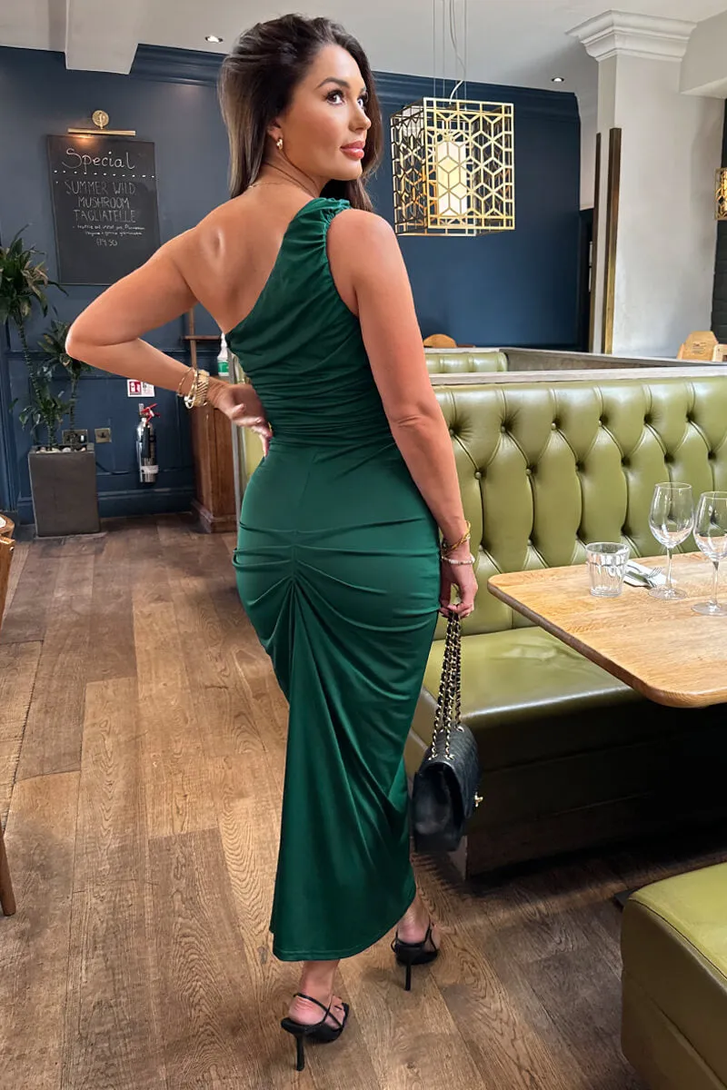 Teal One Shoulder Knot Skirt Midi Dress sold by AX Paris product image thumbnail 4