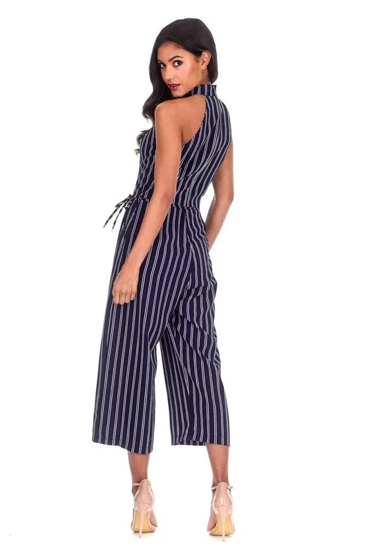 Navy Striped Culotte Jumpsuit sold by AX Paris product image thumbnail 3