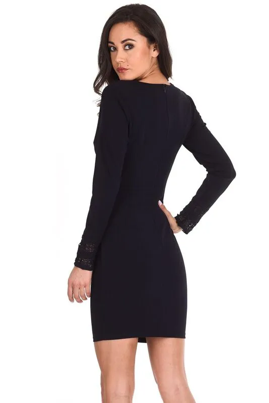 Navy Crochet Detail Mini Dress sold by AX Paris product image thumbnail 2