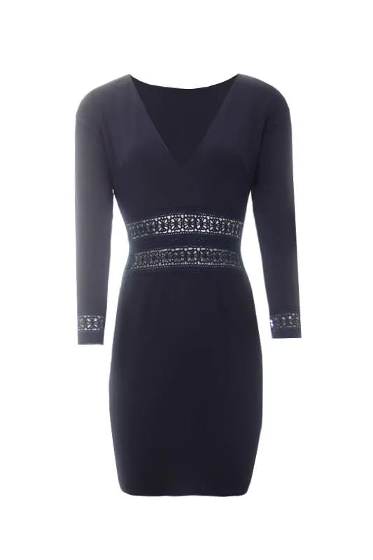 Navy Crochet Detail Mini Dress sold by AX Paris product image thumbnail 3