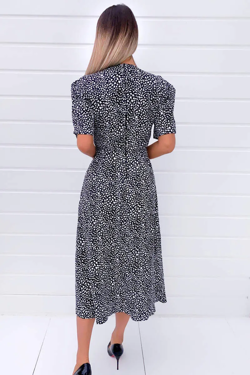 Black Printed Split Hem Midi Dress sold by AX Paris product image thumbnail 4