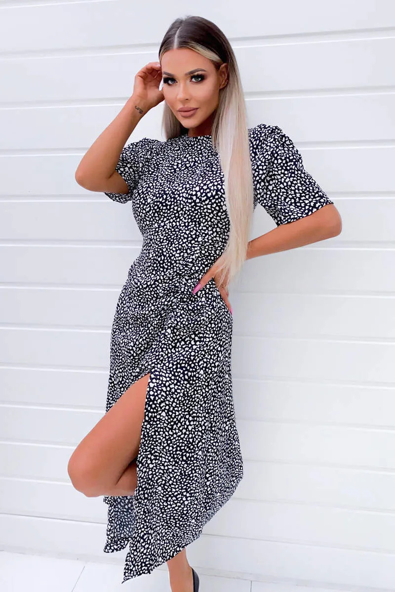 Black Printed Split Hem Midi Dress sold by AX Paris product image thumbnail 2