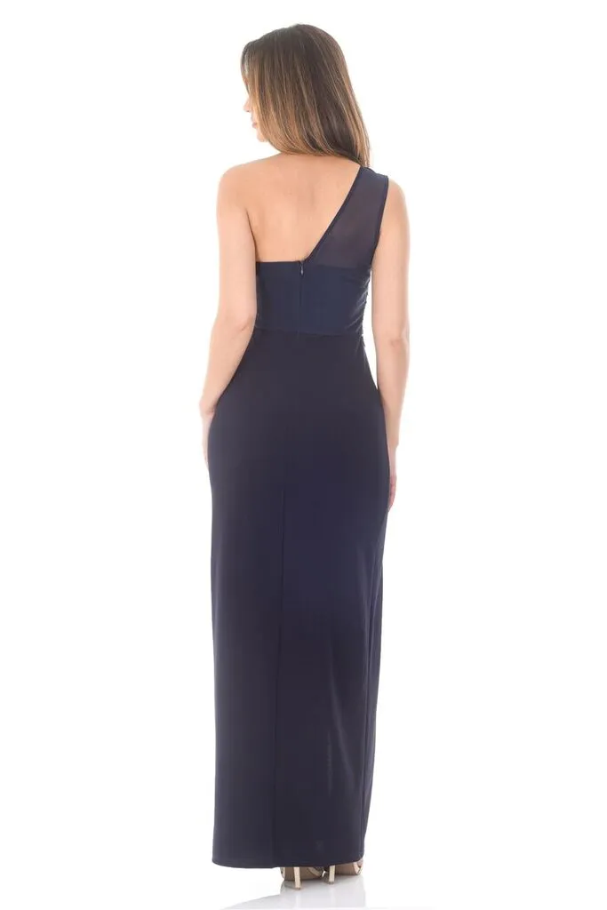 Navy Sequin Maxi Dress With Thigh High Split sold by AX Paris product image thumbnail 3