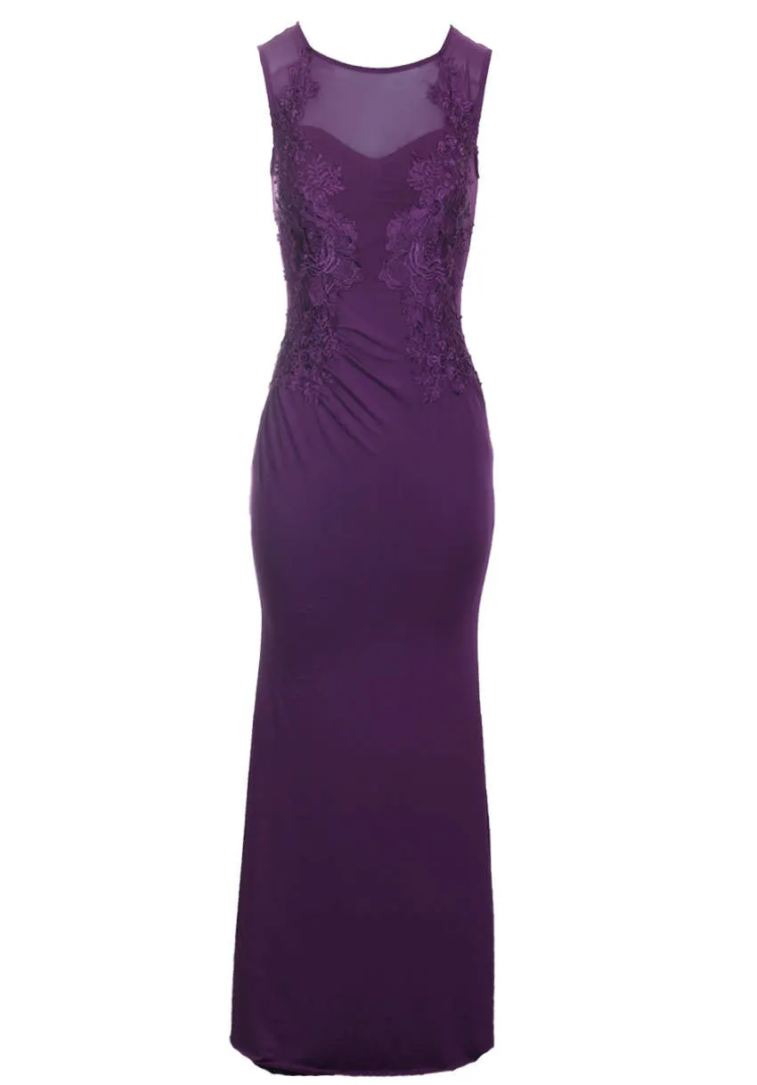 Plum Slinky Maxi Dress sold by AX Paris product image thumbnail 4