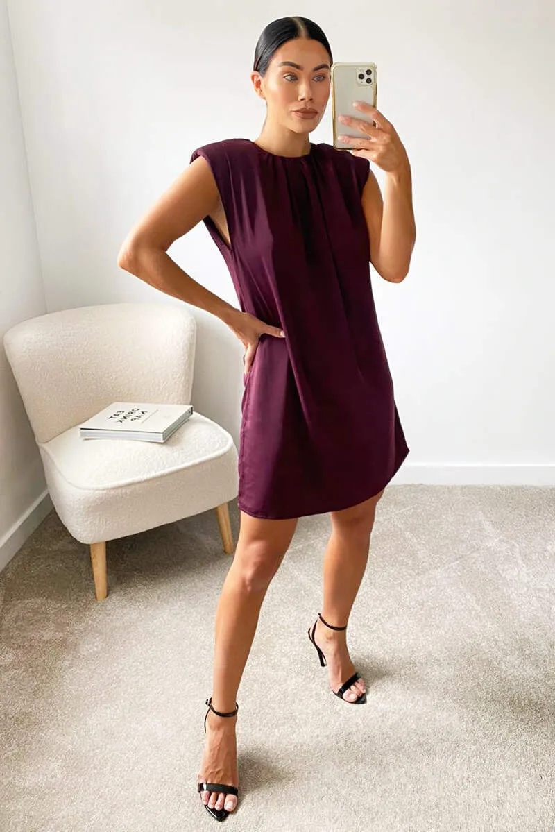 Plum Padded Shoulder Shift Dress sold by AX Paris product image thumbnail 2