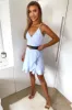 Blue Strappy Frill Hem Mini Dress sold by AX Paris