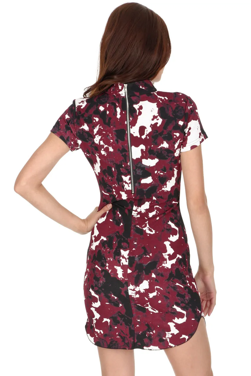 Plum Floral High Neck Mini Dress sold by AX Paris product image thumbnail 3