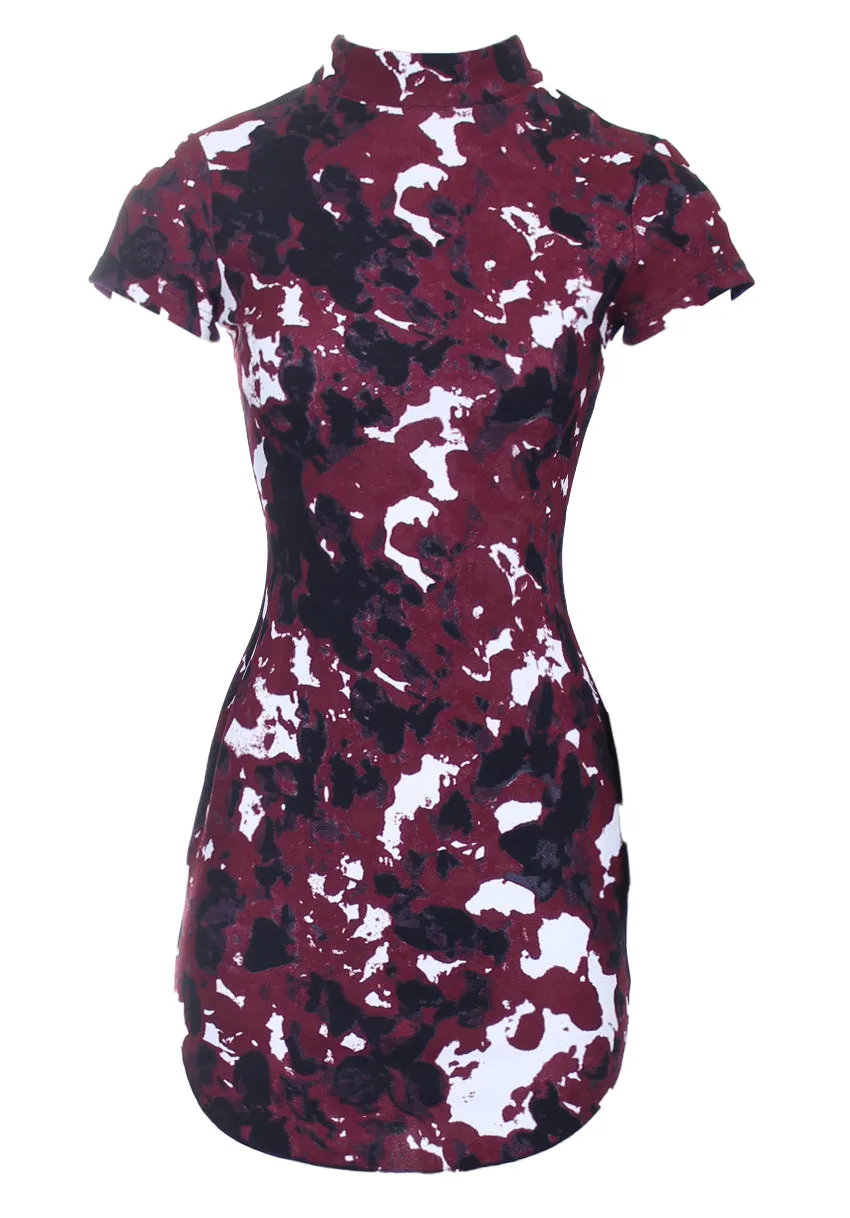 Plum Floral High Neck Mini Dress sold by AX Paris product image thumbnail 4