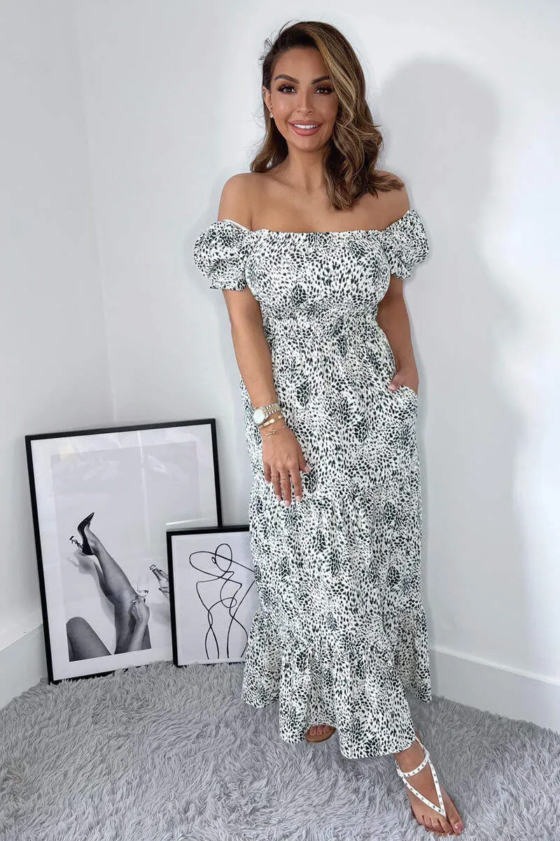 Cream And Green Printed Elasticated Midi Smock Dress sold by AX Paris product image thumbnail 4