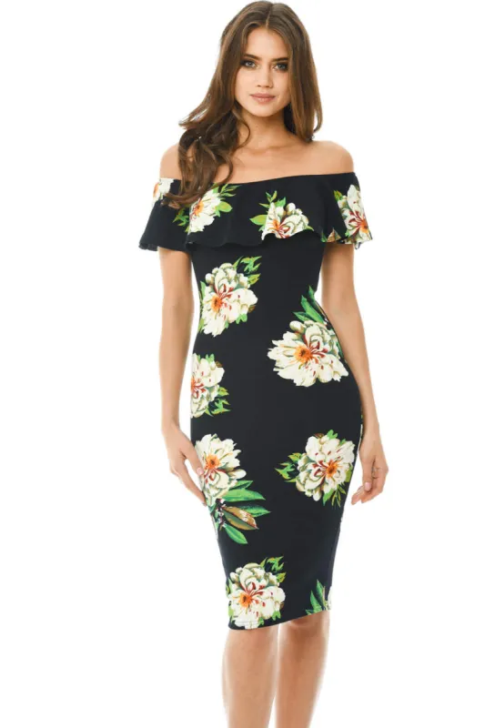 Off Shoulder Frill Bodycon Dress sold by AX Paris