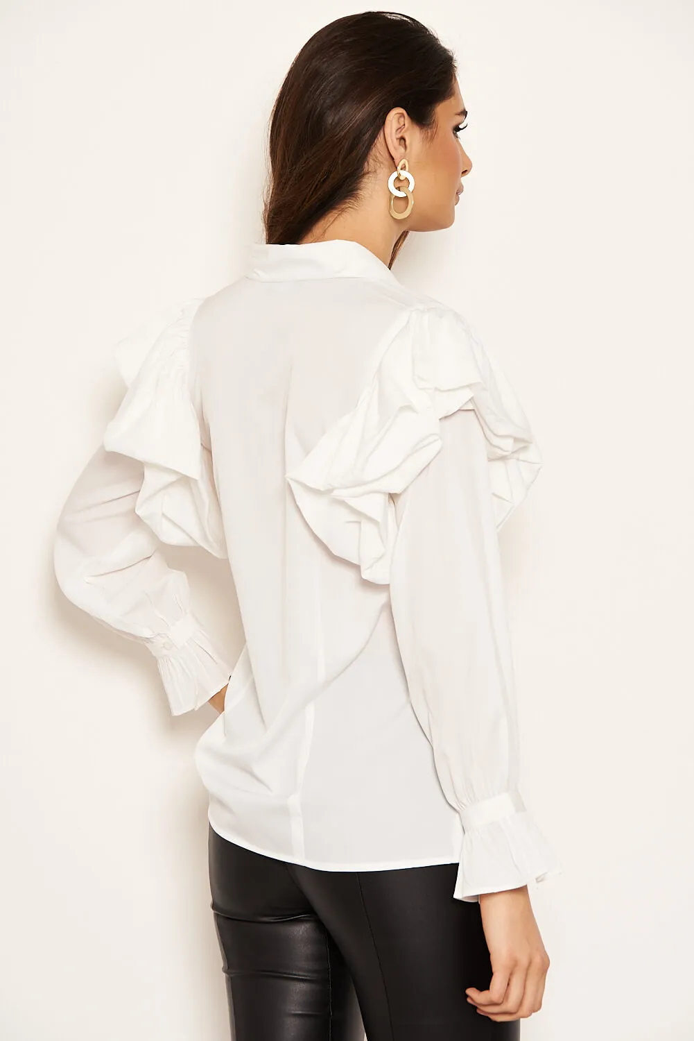 Cream Frill Detail Shirt sold by AX Paris product image thumbnail 4