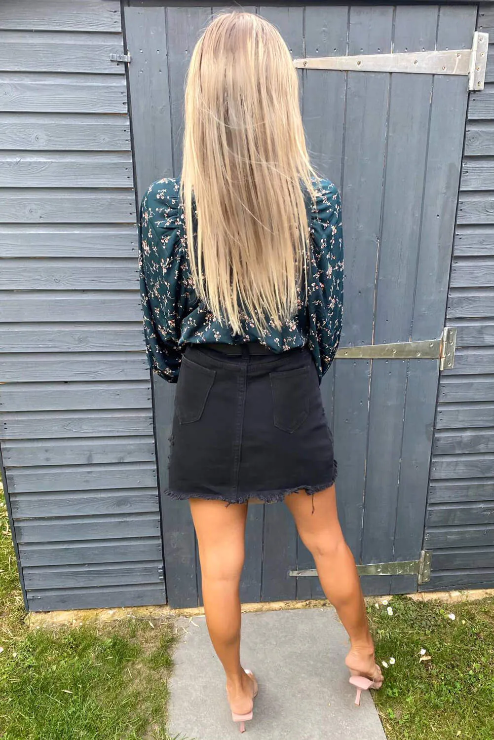 Teal Floral Balloon Sleeve Blouse sold by AX Paris product image thumbnail 4