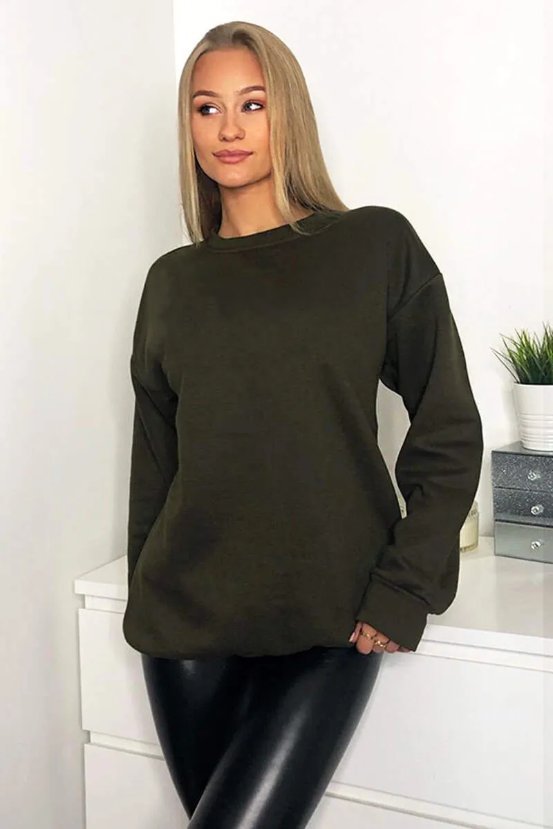 Khaki Oversized Sweatshirt sold by AX Paris product image thumbnail 2