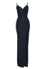 Slinky Navy Maxi Dress with Wrap Front V Neck sold by AX Paris
