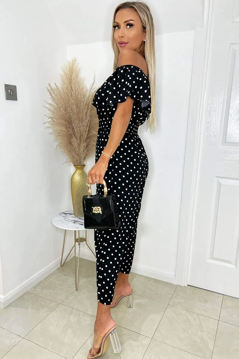 Black And White Polka Dot Bardot Jumpsuit sold by AX Paris product image thumbnail 3