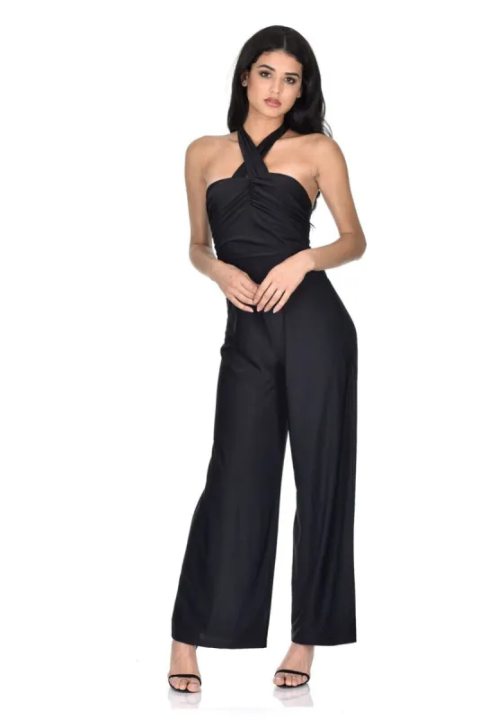 Black Slinky Halterneck Jumpsuit sold by AX Paris
