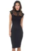 Black High Neck Lace Detail Midi Dress sold by AX Paris
