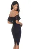 Black Ruffled Off The Shoulder Lace Midi Dress sold by AX Paris