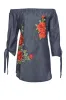 Off The Shoulder Denim Embroidered Dress sold by AX Paris
