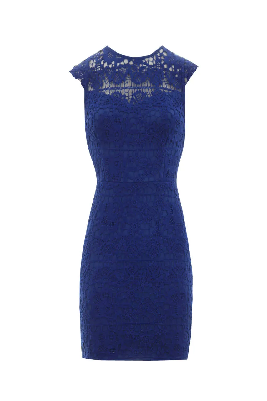 Blue Crochet Detail Mini Dress sold by AX Paris product image thumbnail 4