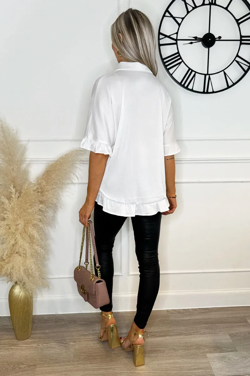 Cream Frill Detail Gold Button Front Shirt sold by AX Paris product image thumbnail 5