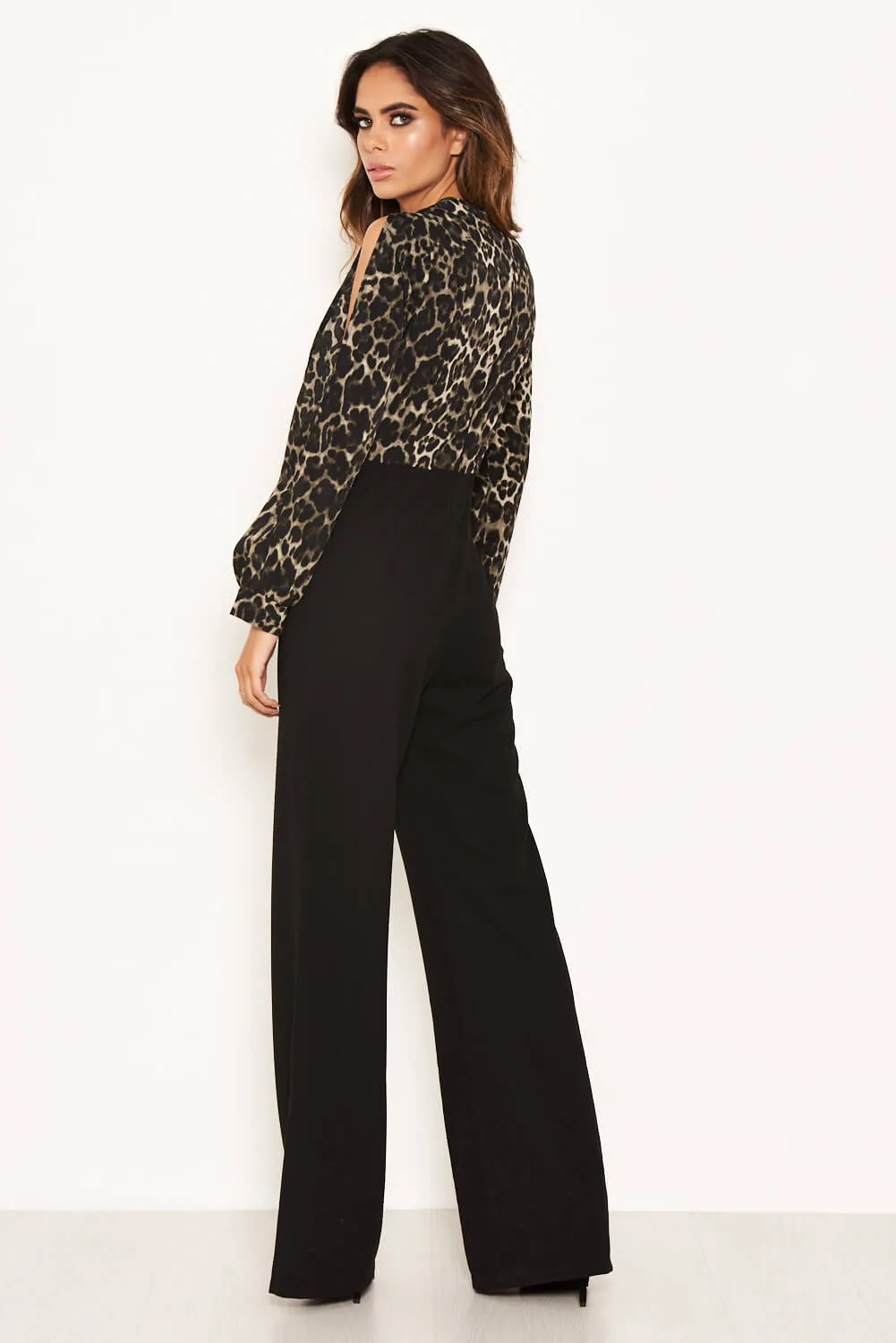 Khaki Animal Print Wrap Over Jumpsuit sold by AX Paris product image thumbnail 4