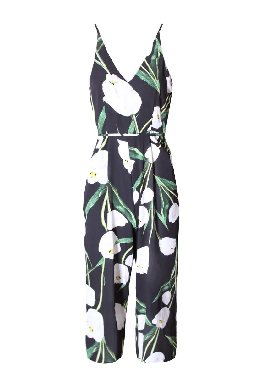 Black Floral Tie-Waist Jumpsuit sold by AX Paris product image thumbnail 5