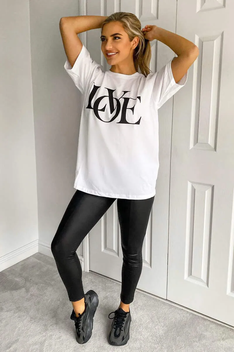 White Love Oversized Tee sold by AX Paris product image thumbnail 3