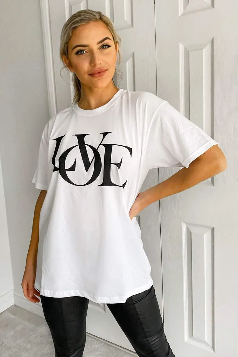 White Love Oversized Tee sold by AX Paris product image thumbnail 2