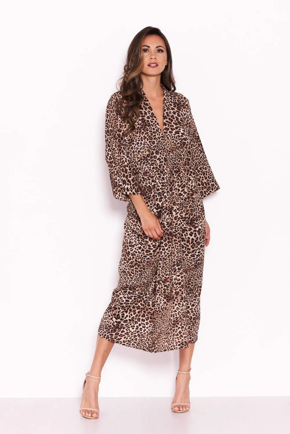 Leopard Print Elasticated Waist Midi Wrap Dress sold by AX Paris product image thumbnail 4