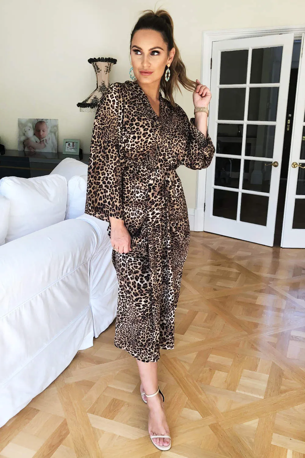 Leopard Print Elasticated Waist Midi Wrap Dress sold by AX Paris