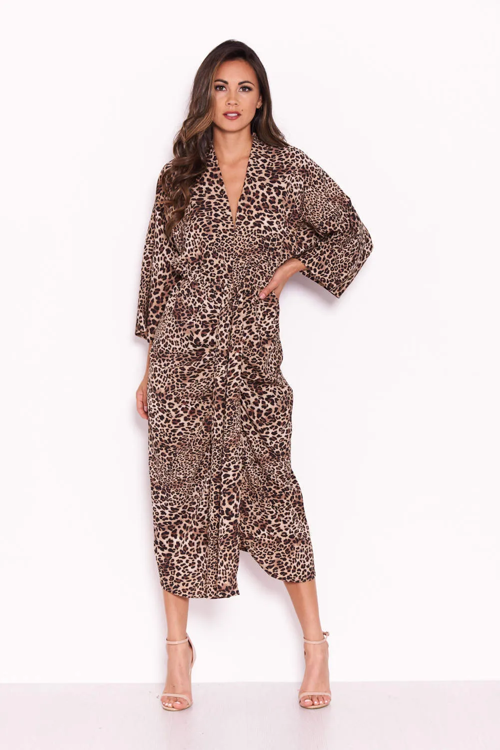 Leopard Print Elasticated Waist Midi Wrap Dress sold by AX Paris product image thumbnail 2