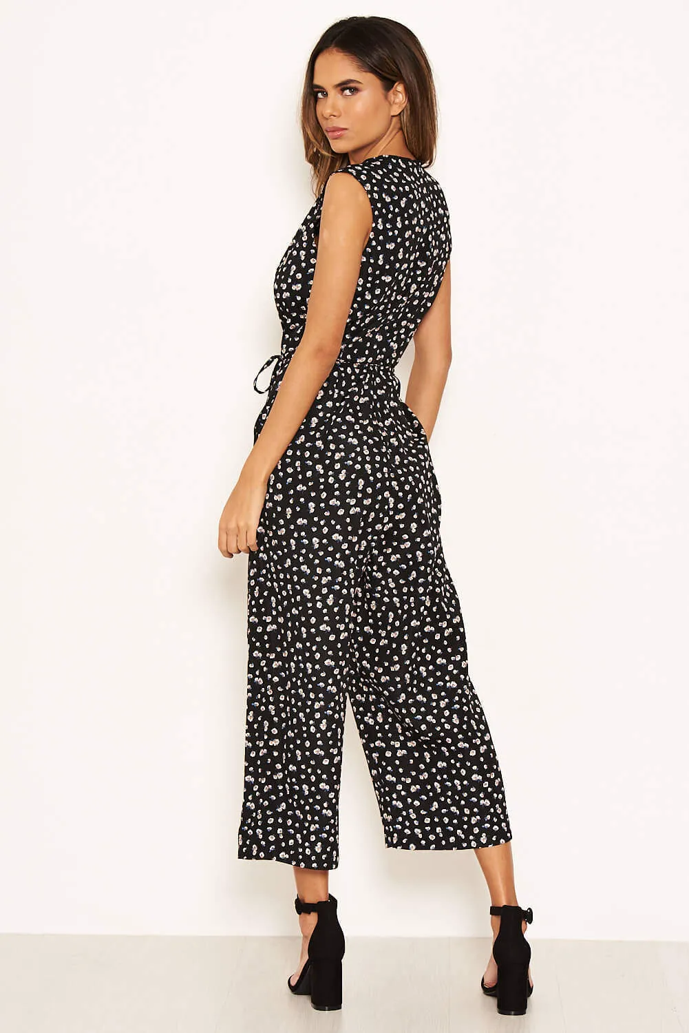 Black Ditsy Wrap Jumpsuit sold by AX Paris product image thumbnail 3