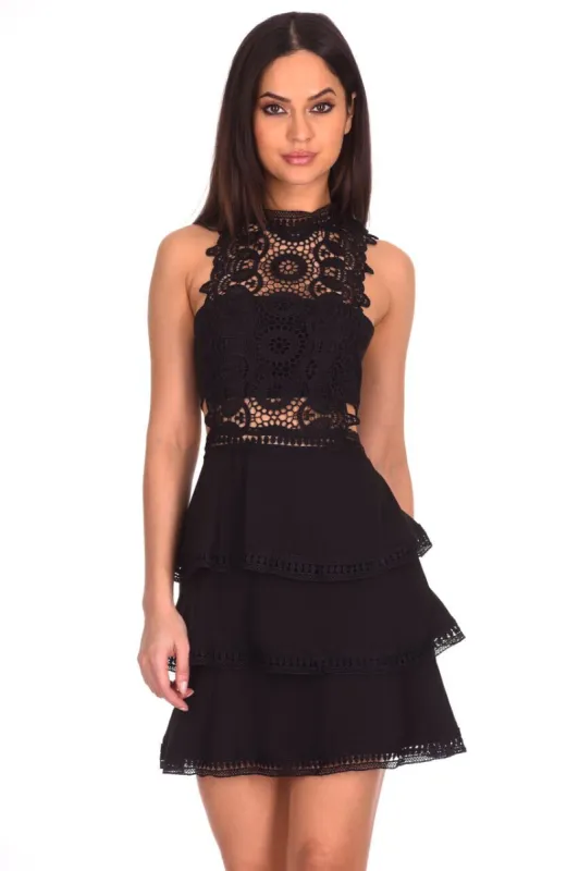 Black Crochet Skater Dress sold by AX Paris