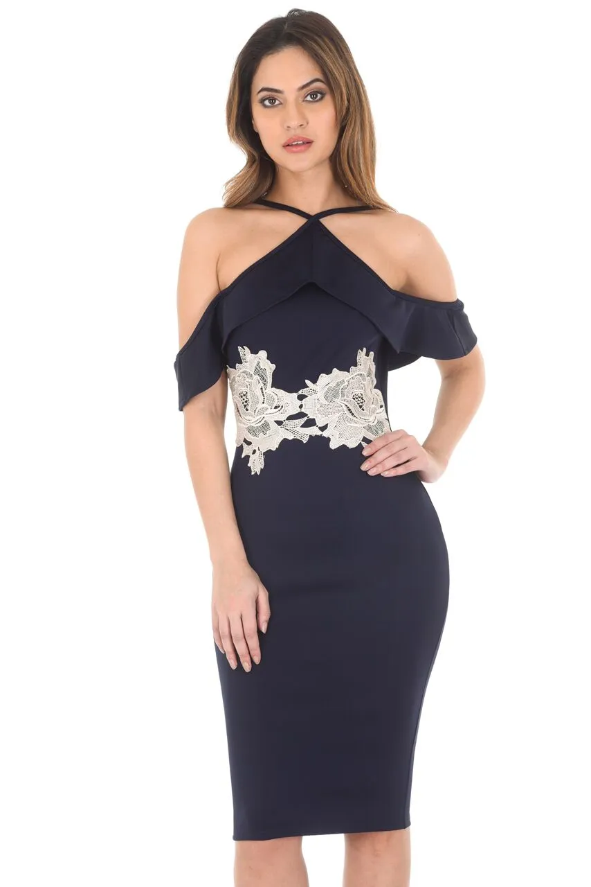 Navy Strappy Midi Bodycon Dress sold by AX Paris
