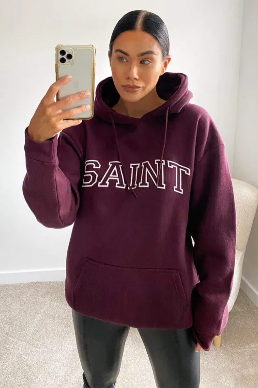 Wine Saint Oversized Hoodie sold by AX Paris