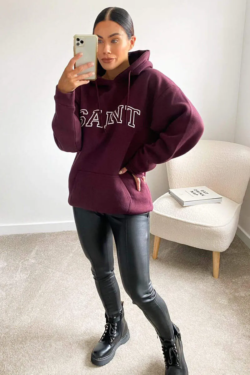 Wine Saint Oversized Hoodie sold by AX Paris product image thumbnail 2