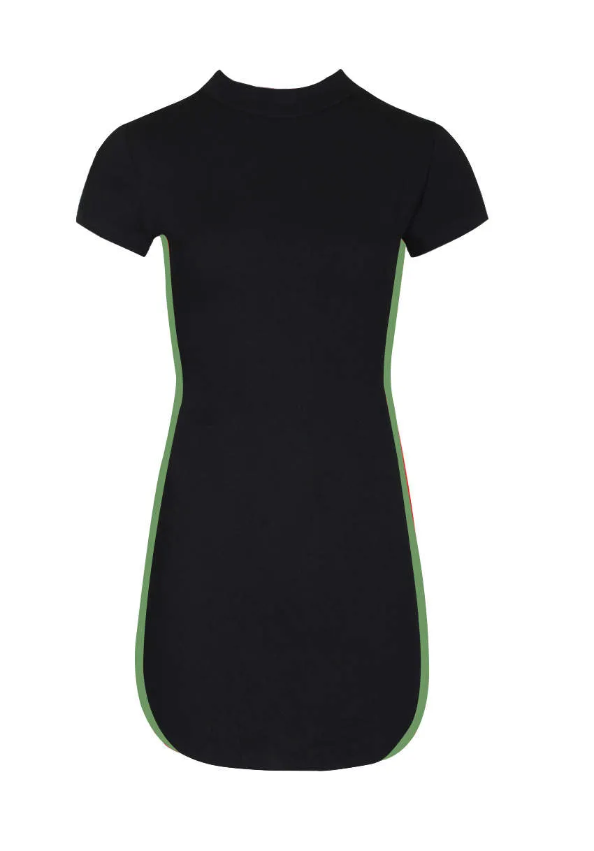 Black Mini Dress With Green Panel Detail sold by AX Paris product image thumbnail 4